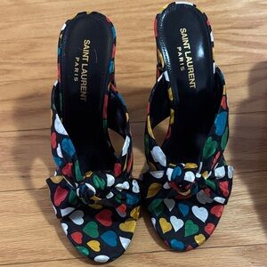 Saint Laurent Women's Colorful Heart Print Heels